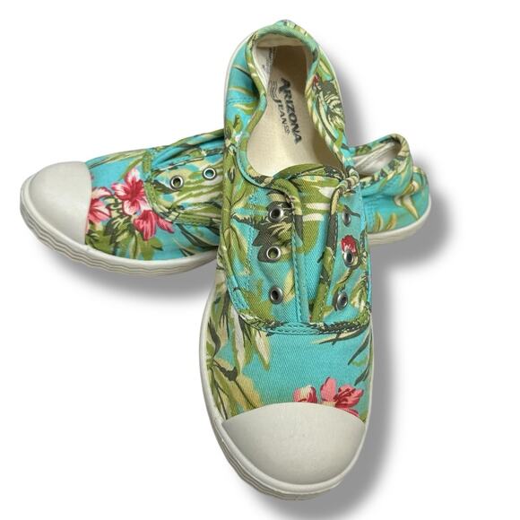 Arizona Jean Co Sneakers Flats Slip Ons Tropical Floral Print Hawaiian Sz 10M - Picture 13 of 14
